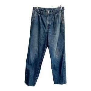 Vintage Ferrari Gulab Tip Top Denim Jeans Size 32 Women Blue Pleated 80s Preppy